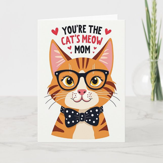 Striped Cat Mothers Day Card (Front)
