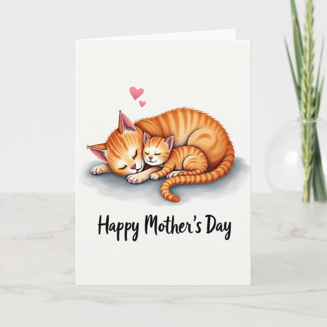 Striped Cat Mothers Day Love Card (Front)
