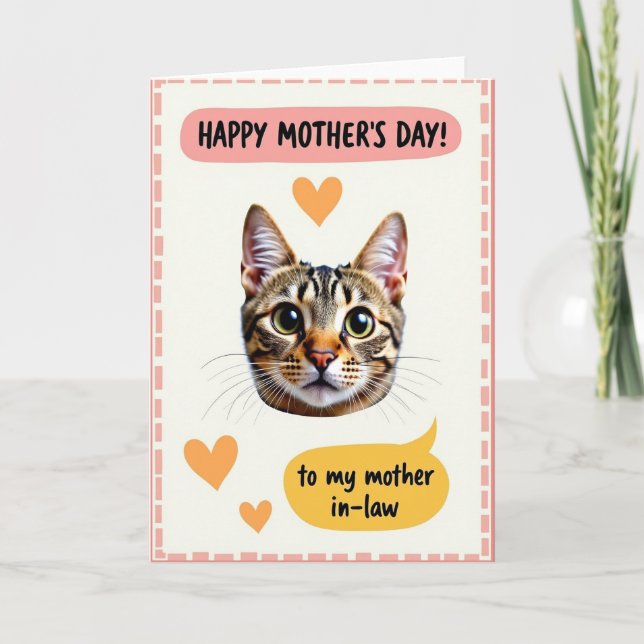 Striped Cat Mothers Love Card (Front)