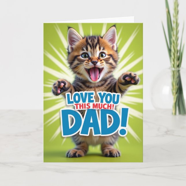 Striped Cat Sweet Fathers Day Card (Front)
