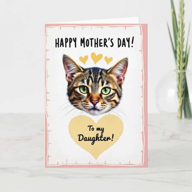 Striped Cat Sweet Mothers Day Card (Front)