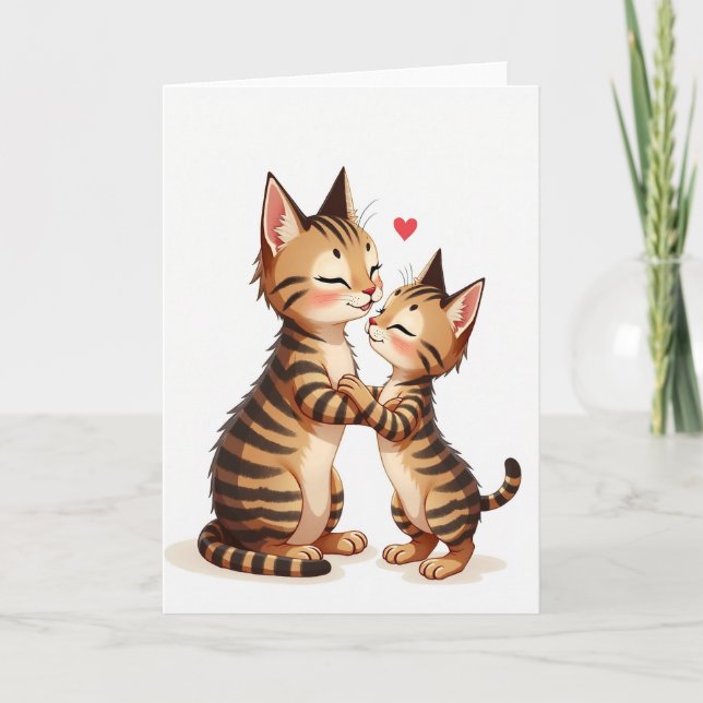 Striped Cats Affection Card (Front)