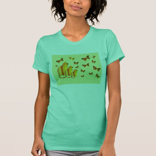 Striped cats & butterflies T-Shirt