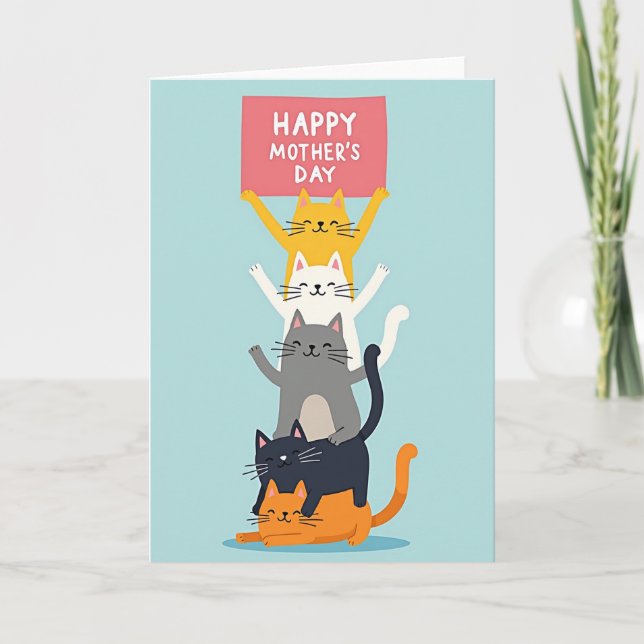 Striped Cats Celebration Card (Front)