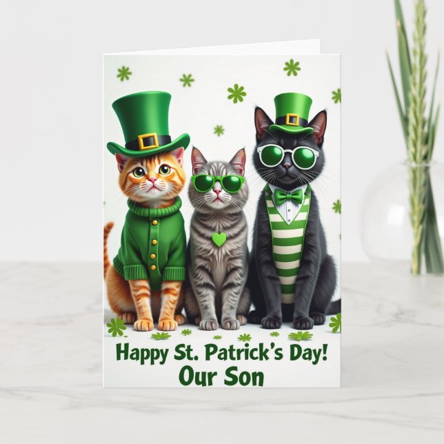 Striped Cats Happy Day Card (Front)