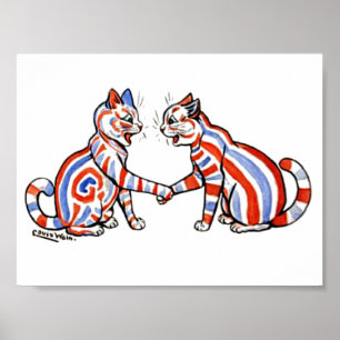 Striped Cats, Louis Wain,  Poster