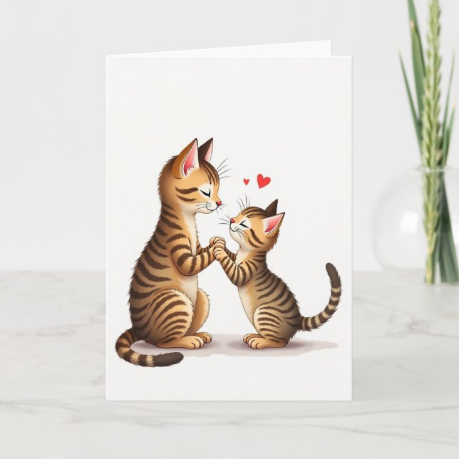 Striped Cats Mothers Day Love Card (Front)