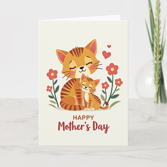 Striped Cats Mothers Love Card (Front)