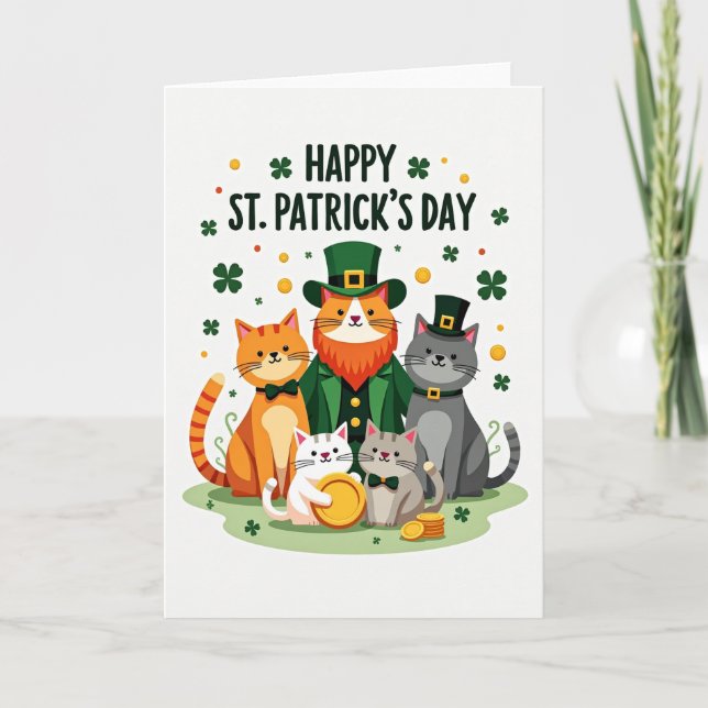 Striped Cats St Patricks Day Card (Front)