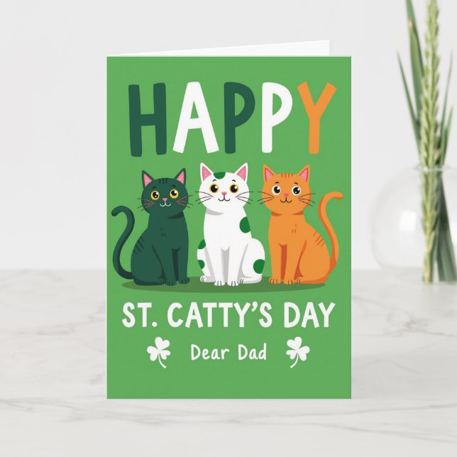 Striped Cats St Pattys Day Card (Front)
