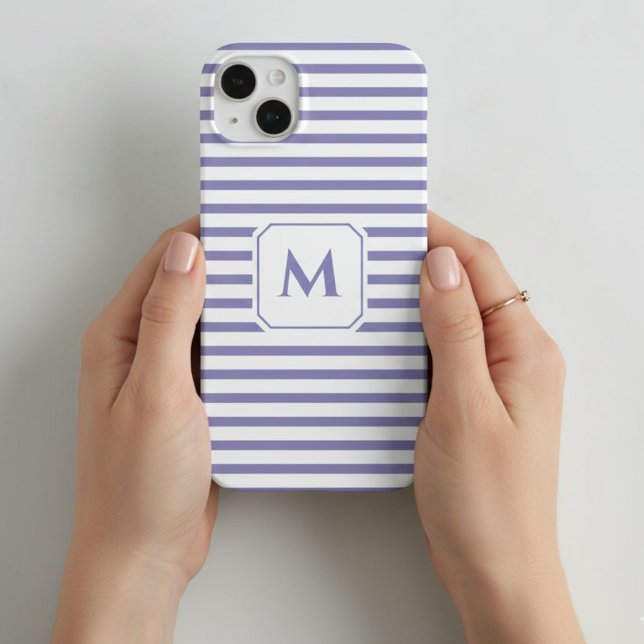 Striped Cell Phone Case with Decorative Monogram (Creator Uploaded)