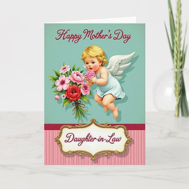 Striped Cherub Blossom Card (Front)