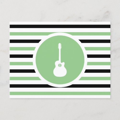 Striped Chic Acoustic Guitar Postcard