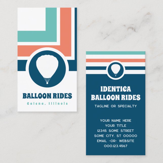 Striped Chic Balloon Business Card (Front/Back)