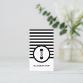 Striped Chic Barbershop Business Card (Standing Front)