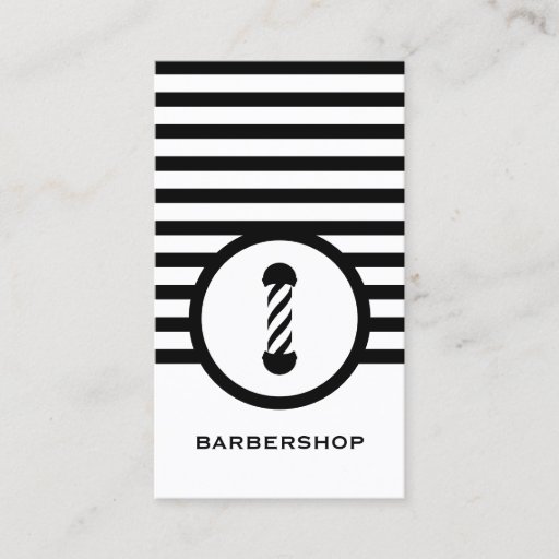 Customizable Striped Chic Barbershop Business Card