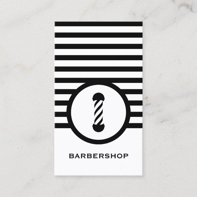 Striped Chic Barbershop Business Card (Front)
