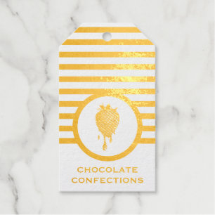 Striped Chic Chocolate Strawberry Business Card Fo Foil Gift Tags
