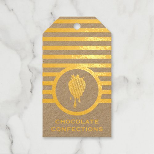 Striped Chic Chocolate Strawberry Business Card Fo Foil Gift Tags