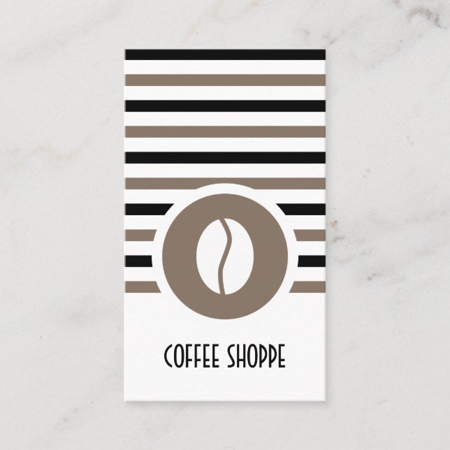 Striped Chic Coffee Bean Loyalty Punch Card (Front)