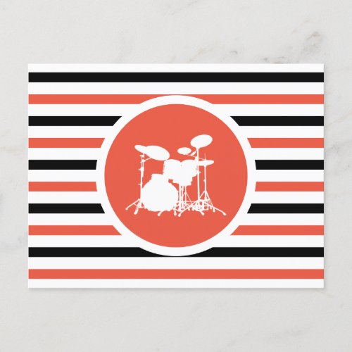 Striped Chic Drums Postcard