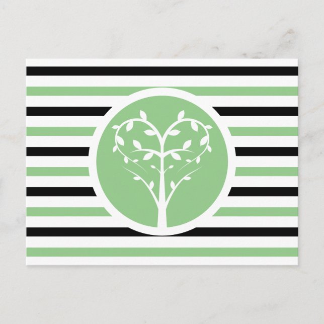 Striped Chic Heart Tree Postcard (Front)