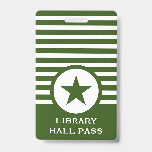 Striped Chic Star Hall Pass for Teachers Badge