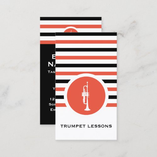 Striped Chic Trumpet Business Card