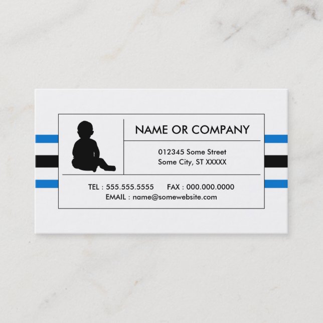 striped childcare business card (Front)