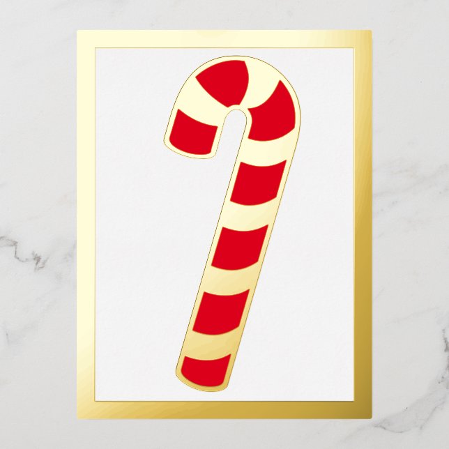 Striped Christmas Holiday Candy Cane Foil Postcard (Front)