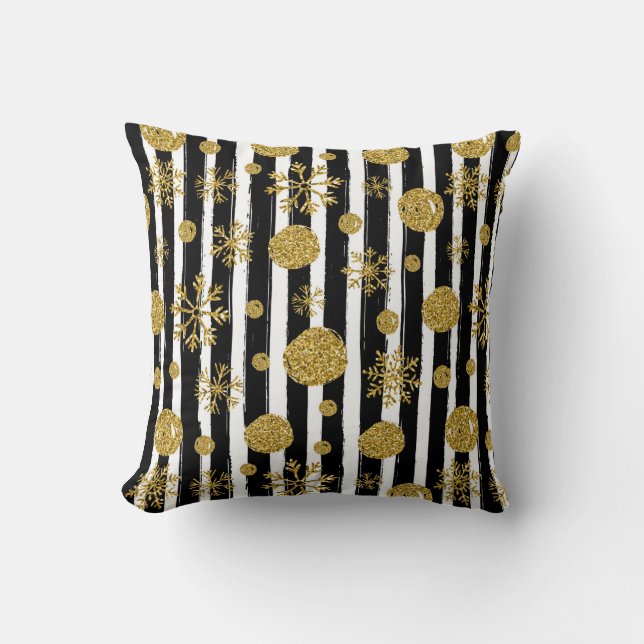 Striped Christmas Pattern Throw Pillow (Front)