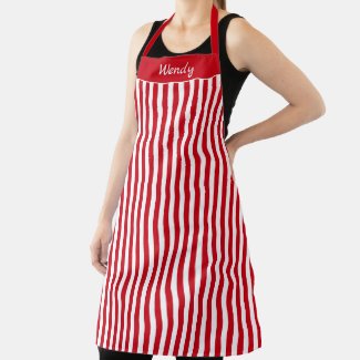 Striped Christmas Red and White Pattern Apron