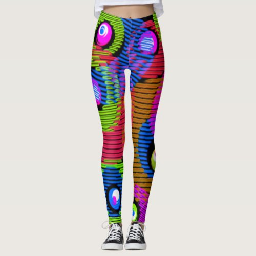 Striped Circle Multi Color Abstract Pattern Leggings