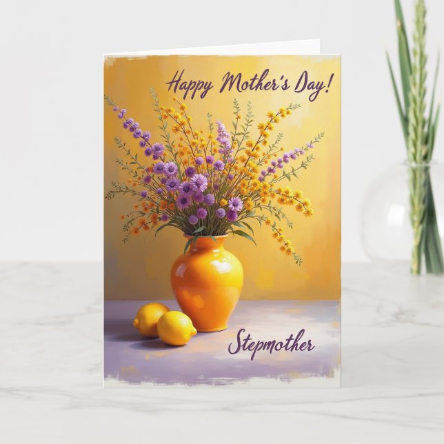 Striped Citrus Bloom Thank You Card (Front)