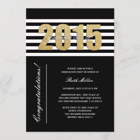 Striped Class Of 2015 Graduation Invitation