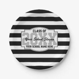 Striped Class of 2023 Graduation Party Paper Plates