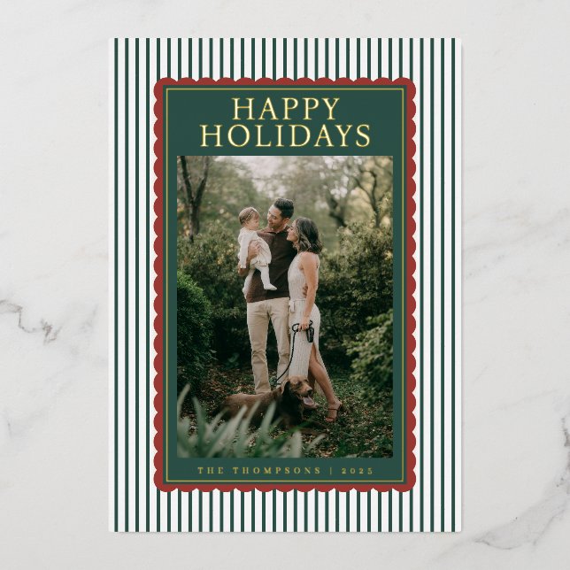 Striped Classic Holiday Photo (Front)