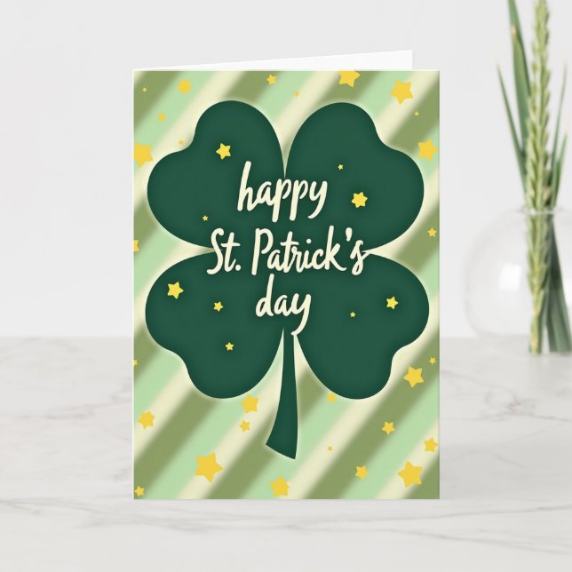 Striped Clover St Patricks Card (Front)