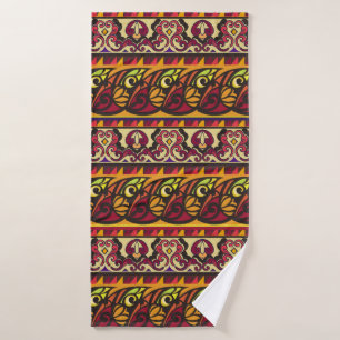 Striped colorful ethnic seamless ornament. Floral Bath Towel