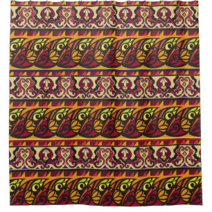 Striped colorful ethnic seamless ornament. Floral Shower Curtain