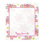 Striped Colorful Flower Personalized Notepad at Zazzle