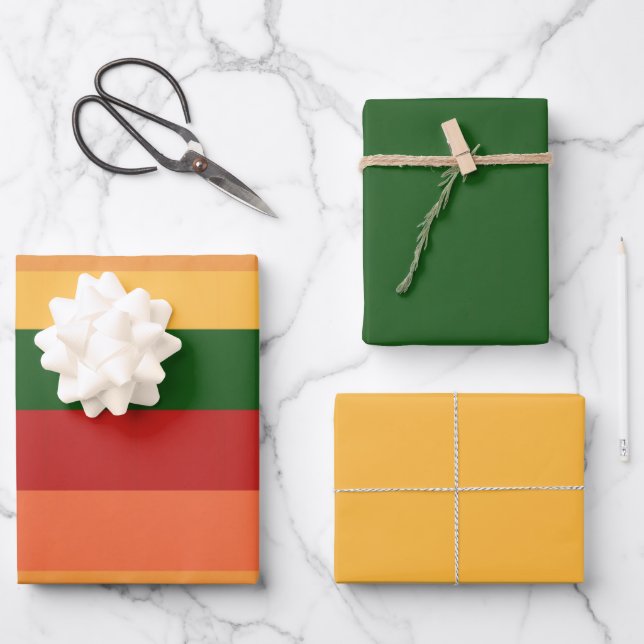 Striped Colors of Autumn  Wrapping Paper Sheets (Front)
