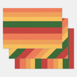 Striped Colors of Autumn Wrapping Paper Sheets