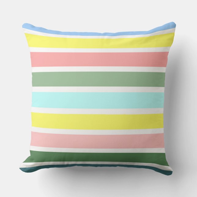 Striped Colors of Bermuda Throw Pillow (Front)