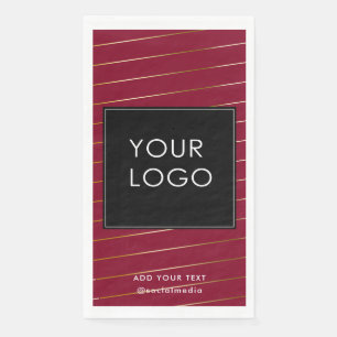 Striped Company Business Corporate Logo Burgundy Paper Guest Towels