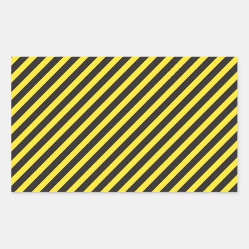 Striped Construction _ Yellow  Black Diagonal Rectangular Sticker