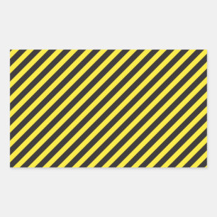 Striped Construction - Yellow & Black Diagonal Rectangular Sticker
