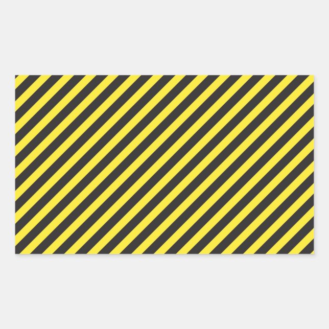 Striped Construction - Yellow & Black Diagonal Rectangular Sticker (Front)