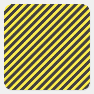 Striped Construction - Yellow & Black Diagonal Square Sticker
