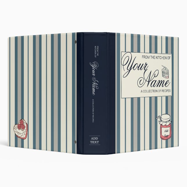Striped cookbook blue 3 ring binder (Background)